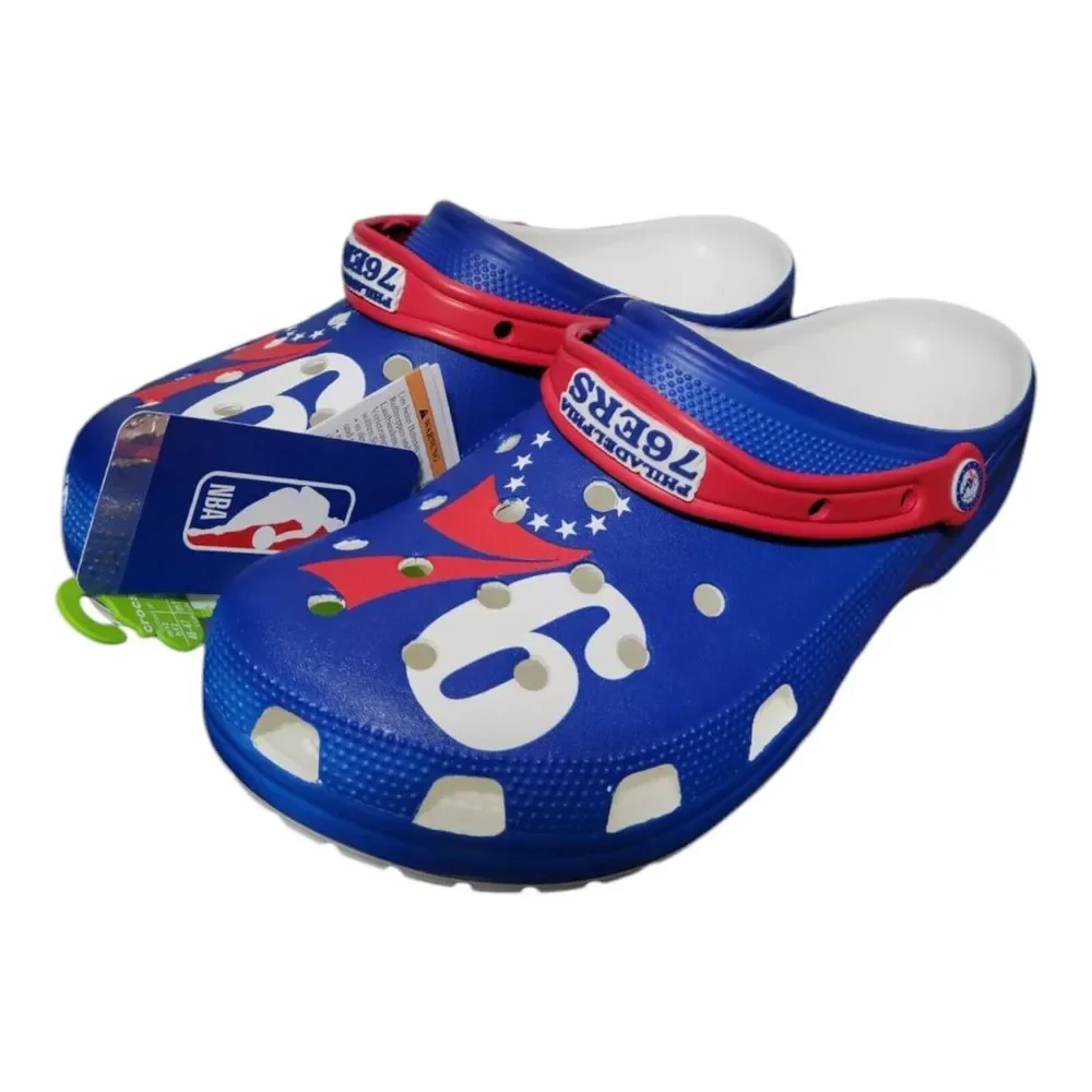 Crocs Classic‎ Clog Philadelphia 76ers NBA Blue Slip On Unisex Men's Size 13